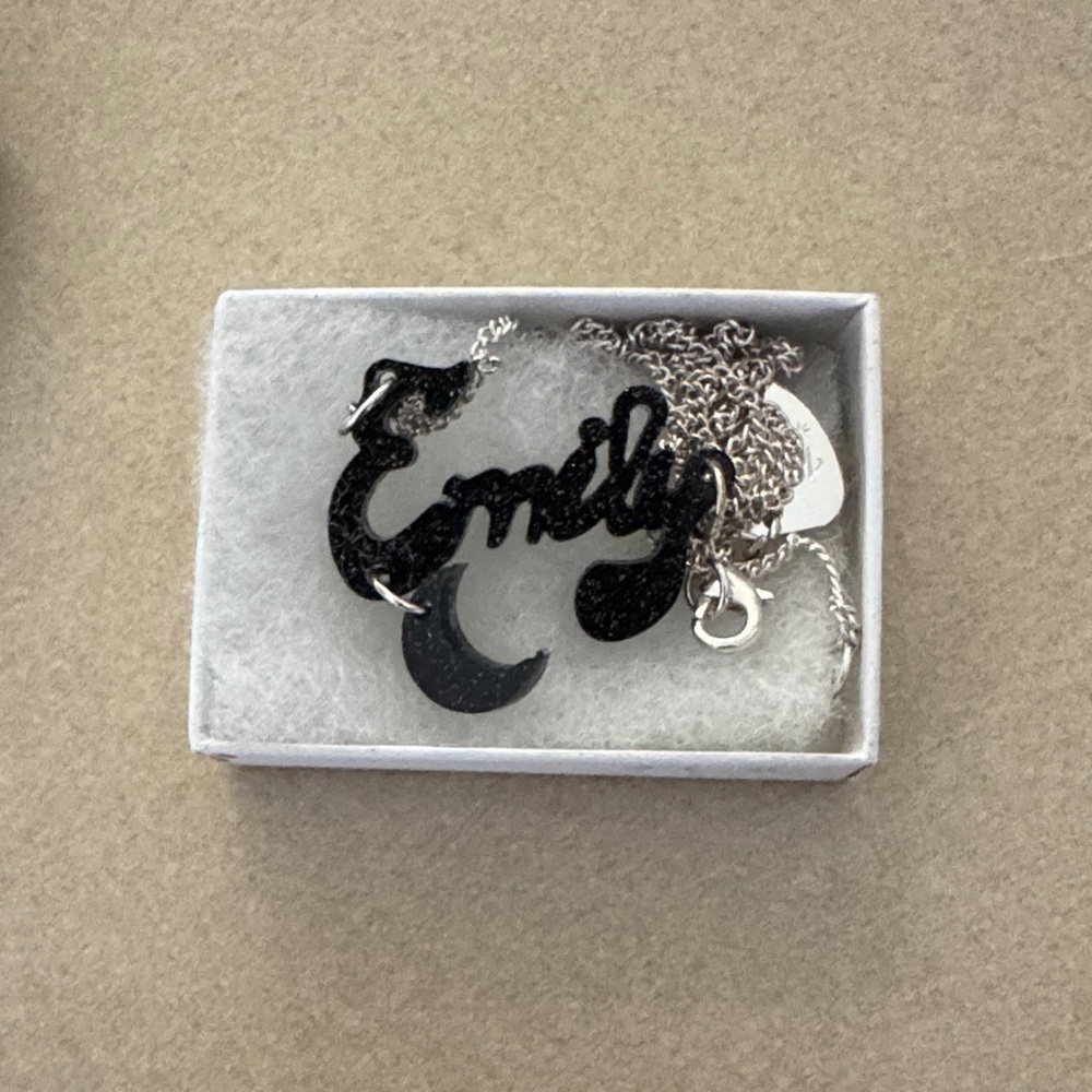 Tatty Devine glittery Emily name necklace